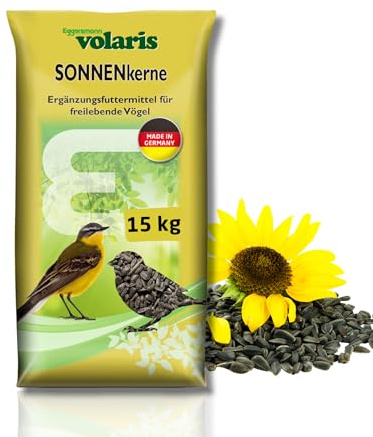 Eggersmann volaris 15 kg Sonnenkerne | Sonnenblumenkerne | Vogelfutter Wildvögel ganzjährig | Wildvogelfutter für das ganze Jahr | Fettreiches Streufutter