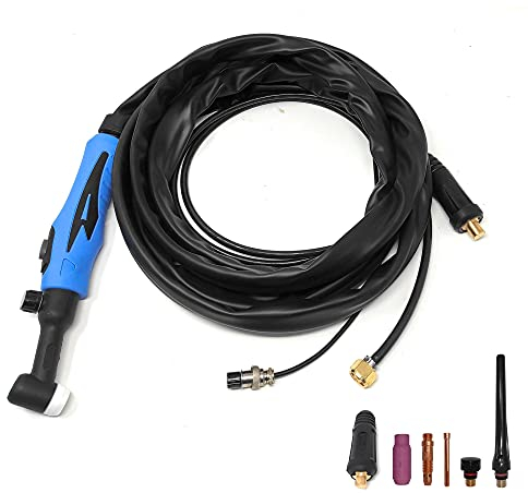 ELCAN Torcia di saldatura TIG SR26V con grilletto da 4 metri con connettore 35-50 installato e connettore 10-25 extra, pistola o coppia saldare per macchina inverter senza o con alta frequenza