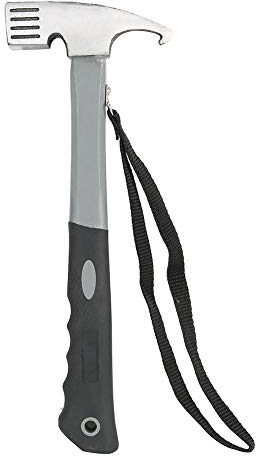 Campinghammer, Heringe Hammer mit Heringauszieher und Halteband, 30 x 11 cm Kohlenstoffstahl Zeltheringe Pflock Hämmer Mallet Heringzieher Zelthammer für Außenbereich Zeltheringe Rutschfest Kopf