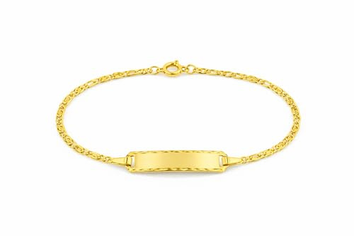 JC Trauringe Baby- & Kinder ID-Armband Goldarmband 333 Gold 14 cm I S-Panzer-Armband mit Gravur Taufarmband Gold Namensarmband mit Namen Kinderschmuck | Nickelfrei | Made in Germany I 5.54843