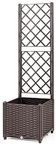 FLBT Fioriera da Giardino, fioriera da Esterno, aiuola rialzata con Pannello a Traliccio, Vaso da Fiori rampicante per Cortile (40 x 40 x 135 cm)