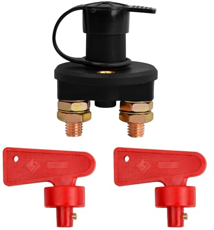 Pinsheng Staccabatteria Isolatore 12V, Interruttore Batteria Principale Isolatore Isolamento Disconnessione Batteria Impermeabile con Due Chiavi Rimovibili per Camion, Barche, Camper