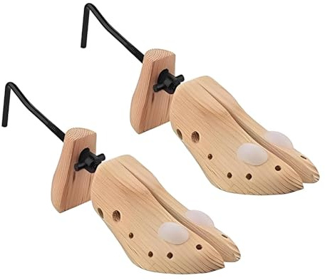 LIZZIE JACOBS Pack of 2 Men's Shoe Stretchers 3 Way Expanders For Stretching Gents Shoes Wooden Adjustable Shoe Tree To Stretch Shoe Length Width Height Size 6-12