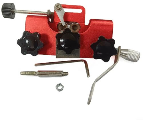 3 x Kettensägen-Kettenschärfer, Schärfköpfe (4 mm) + Halterung 9 x 6 cm, für die meisten Kettensägen und elektrischen Sägen (rot)