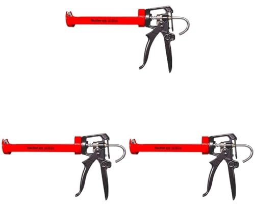 fischer 541441 Kartuschenpistole KP M3, Auspresspistole für Silikonkartuschen, Kartuschenpresse zum effizienten Auspressen, robuste Ausführung für alle Anforderungen (Packung mit 3)