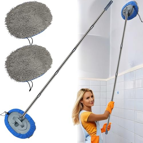 Pulitore da parete, mocio da parete più lungo da 203 cm con asta staccabile, mocio antipolvere per soffitto con asta di estensione, spazzola per pulizia vetri battiscopa, spazzola per pulizia finestre