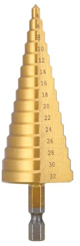Junterone Stufenbohrer mit gerader Nut, HSS, 4 bis 32 mm, Stufenbohrer für Holz und Metall, Kernbohrer, Pagodenbohrer