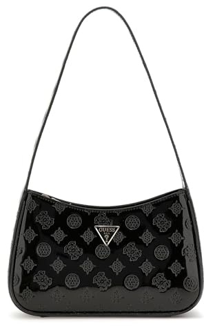 GUESS Damen Arnela Top Zip Shoulder Bag Umhängetasche, Schwarzes Logo