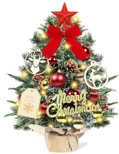 Albero di Natale Piccolo 45 cm, Addobbi Natalizi, Mini Albero di Natale, Albero di Natale con Luci, Albero di Natale Artificiale, Decorazioni Natalizie, Alberelli di Natale Piccoli, Alberello Natale