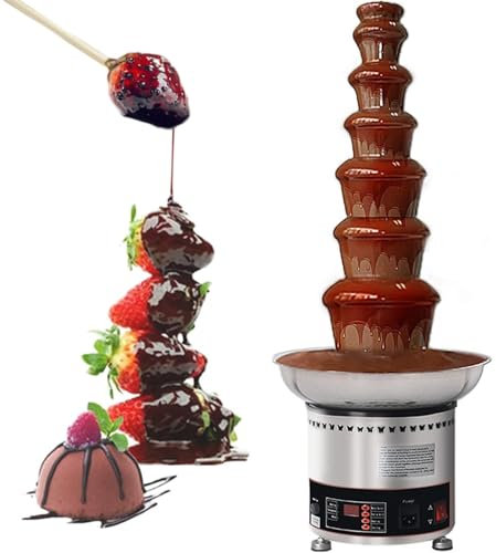 CFDZCP Chocolate Fondue Maker Chocolate Fountain Large, 4/5/6/7 Tiers Electric Chocolate Melting Heating Machine Stainless Steel Cascading Fonduer For Nacho Cheese, BBQ Sauce, Ranch(7floors)