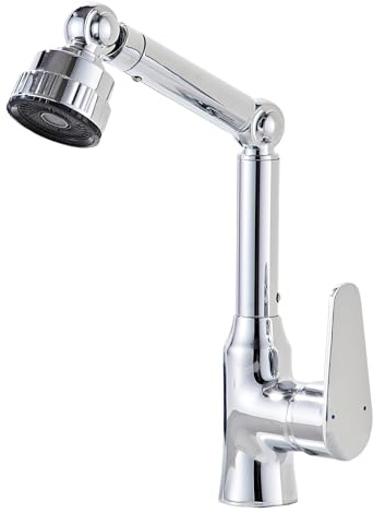 NEWRAIN Kitchen Mixer Taps with 4 Function Spray Head, Stainless Steel Sink Taps, Modern 360° Swivel Chrome Kitchen Faucet