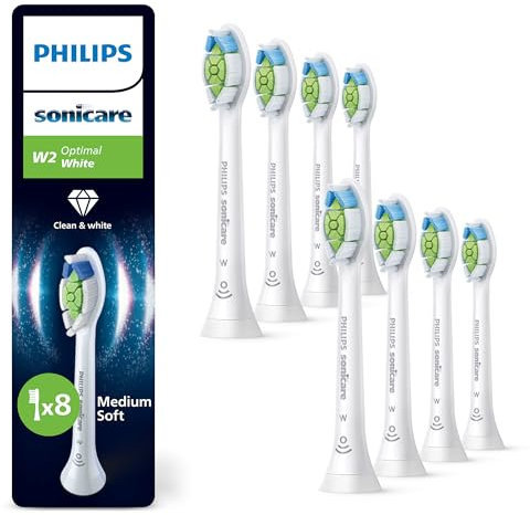 Philips Sonicare W2 Optimal White - Têtes de brosse à dents de rechange d'origine, blanc, lot de 8, HX6068/87