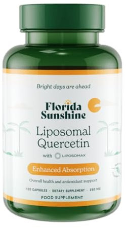 Florida Sunshine Liposomal Quercetin - 120 Capsules (250mg) Immune Support, Antioxidant, Anti-Inflammatory, Allergy Relief, Cardiovascular Health, High Absorption, Vegan, Bioavailable Formula
