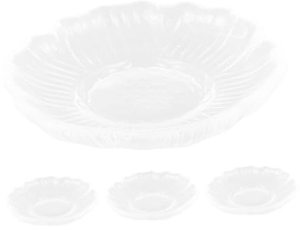 OFFSCH 4 Pcs Glass Round Tea Cup Saucer Plate for Coffee and Tea