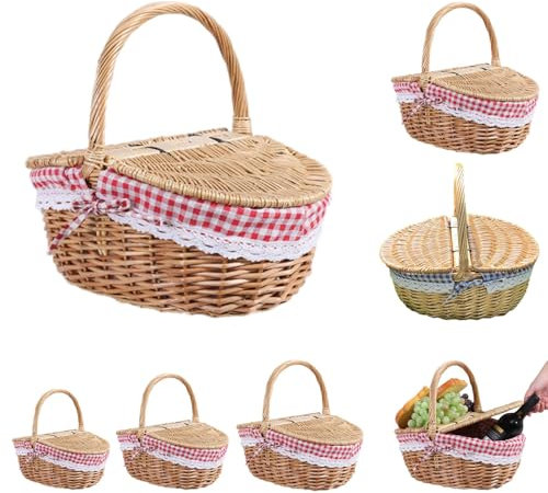 Picknickkorb Aus Rattan Kleiner Weidenkorb Rotkäppchen-picknickkorb Weidenkorb Mit Griff Osterkorb Picknickkorb Deckel Aufbewahrungskörbe Aus Korbgeflecht Isolierter Picknickkorb