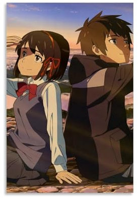 Póster de película de anime Kimi No Na Wa Your Name Fotos Para Póster Pintura Decorativa Lienzo Arte de Pared Salón Póster Dormitorio Pintura, Arte de Pared Impresión de Imagen Imagen Moderna