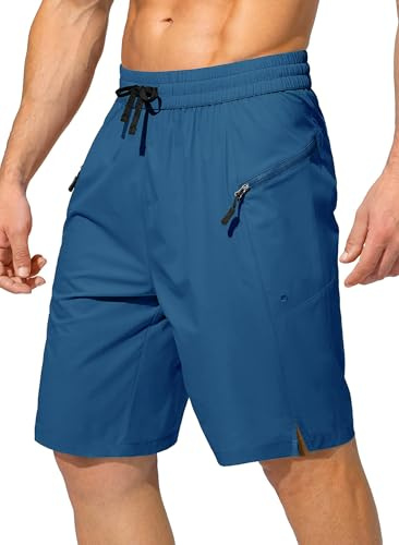 Tansozer Costume da bagno da uomo, ad asciugatura rapida, con chiusura lampo, S2 blu, M