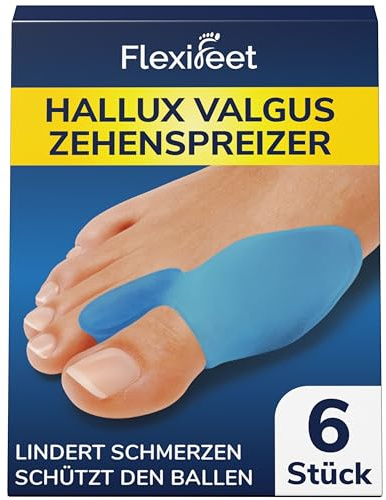 FLEXIFEET Tutore Alluce Valgo Correttore 6 Pz - Divaricatore Separatore Correttivo Donna e Uomo - Distanziatore Silicone 0% BPA - Taglia Unica, Ortopedico