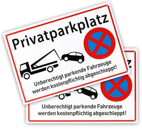 Zikenis 2 Stück Parken Verboten Schild,30 x 20cm Warnschild Aluminium | Privatparkplatz Schild,Privatgrundstück,inkl.Enthält Trägerkleber,wasserfest,UV-beständig