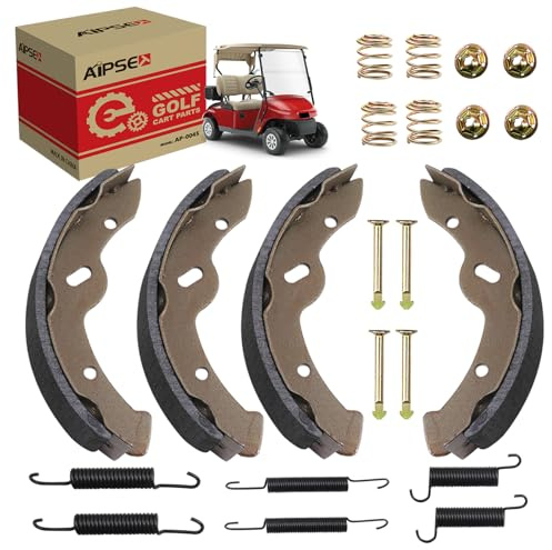 AIPSET Golf Cart Brake Shoes and Spring Kit Compatible with EZGO TXT & Medalist 1997-2008, Workhorse 1997-2012, Yamaha G14, G16,G19 1995-2002, Replace OEM# 27943G01, 70794G01, 70795G01