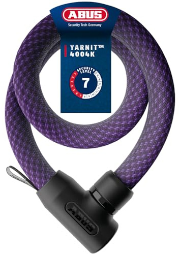 ABUS Kettenschloss YARNIT 4004K - leichtes Textilschloss für Sicherheit an Fahrrad und E-Scooter - flexibles Fahrradschloss mit Sicherheitslevel 7 - Länge 110 cm, violett