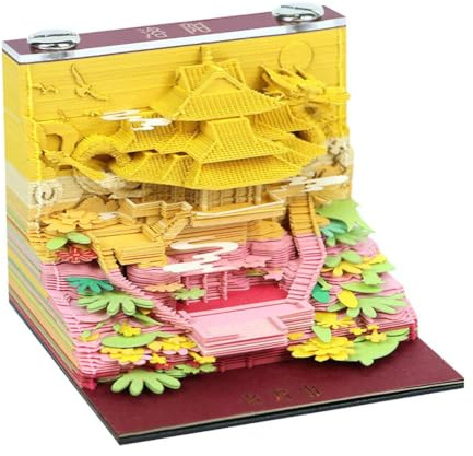 4 types de bloc-notes calendrier chinois 3D château bloc-mémo 3D calendrier 2026 bloc-notes de note artistique cubes cadeau 3D papier d'anniversaire