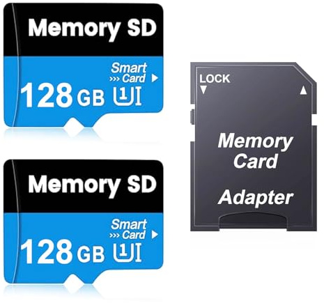 2 Pack Scheda di Memoria da 128 GB con Adattatore, Scheda SD 128GB Grande Capacità Alta Velocità UHS-I C10 A1 Memory TF Card for Tablet/Mobile Phone/Camera/Car Audio/Game Console