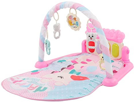 Hamwesh Babygym Lekmatta, Sparka och Spela Piano med Musiklampor, Skallror, Flerfärgade Leksaker för Nyfödda Spädbarns Mage Time Activity Center