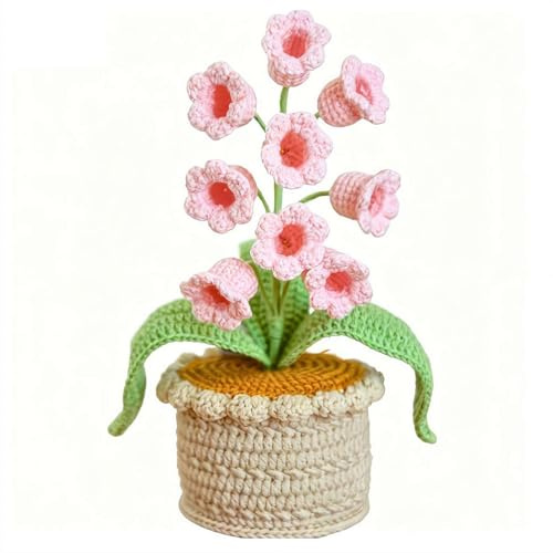 Lámpara de lirio del valle, flores artificiales de ganchillo con luces nocturnas, lámpara pequeña de mesa inalámbrica, para mujeres, esposa, novia, cumpleaños, Navidad, San Valentín, día de la madre