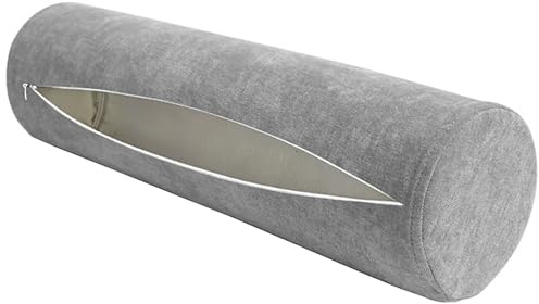 Yekuhe Kissenbezug Nackenrolle 15x40 50x20 60x20 Chenille-Stoff mit Reißverschluss, Nacken Rollen Bezug 25x70 Waschbarer, Maßgeschneiderte Nackenrollenbezug Bezug(Hellgrau,50x20cm)