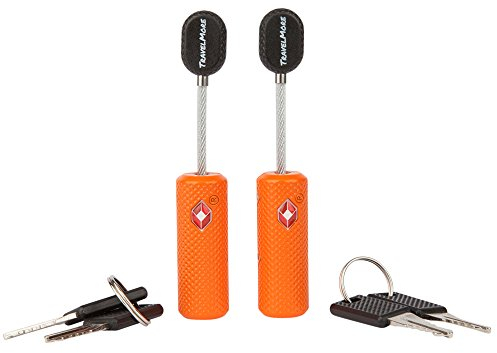 TravelMore TSA-Schlösser mit Schlüssel | TSA-Kofferschloss mit flexiblem Kabel | Gepäckschlösser für Flugreisen | Schlösser für Koffer, Rucksack, Gepäck | 2er-Pack, Orange
