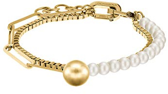 LIEBESKIND BERLIN Damen Armband & Kette in einem– moderner Kettenlook, mit Perlen und verschiedenen Funktionen, in unterschiedlichen Faben, Layer-Look, Elegant & Alltagstauglich