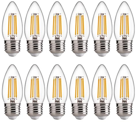 FLSNT B11 E26 Base LED Candelabra Light Bulbs 60W Equivalent, Dimmable, LED Candle Light Bulbs, 2700K Soft White, 12 Pack UL,CA65 Listed.