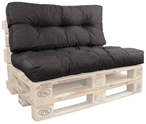 GERSO Palettenkissen als Set 120 x 80 Sitzkissen und Rückenlehne 50cm Palettensofa Polster Set, Farbe BRAUN für Palettencouch Rückenkissen robust belastbar wasserabweisend Auflage