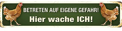 Blechwaren Fabrik Braunschweig GmbH Blechschild Straßenschild Hier wache ich Huhn 46x10 cm STR 157