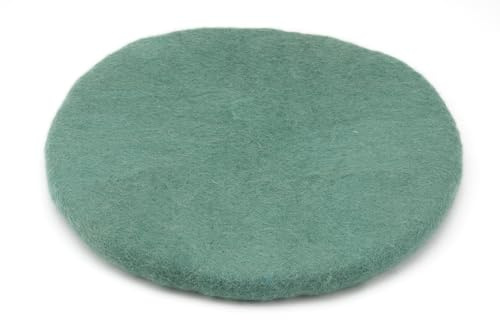 feelz Sitzkissen Rund Filz Verschiedene Grüntöne 100% Wolle 35 cm Höhe 2-3 cm Handarbeit (Aqua) Mintgrün