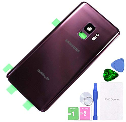 MovTEK Akkudeckel Backcover Rückseite Glas Original Ersatz für Samsung Galaxy S9 G960F Lila (Lilac Purple) Reparatur Set mit Kleber Kameraglas
