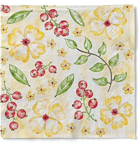 Mank GmbH Servietten aus Tissue 33 cm x 33 cm 1/4 Falz Kaffee Papierserviette hochwertige Einmal Serviette 100 Stück Janne 3-lagig Papier Einwegserviette für Kaffee und Kuchen