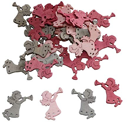 trf Pack of 36 Wooden Angel Pink Grey Dark Pink Autumn Decoration Christmas Decoration Wooden Angel Putte Guardian Angel Mourning All Saints Floristry Crafts Advent Arrangements Advent Wreath