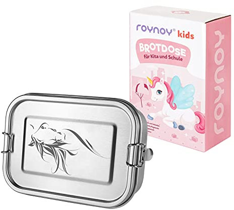 roynoy | Fiambrera acero inoxidable | fiambreras infantil compartimentos | bento box niños | lunch box niños | para el cole | fiambrera metálica | waterproof | 800ml | (caballo)