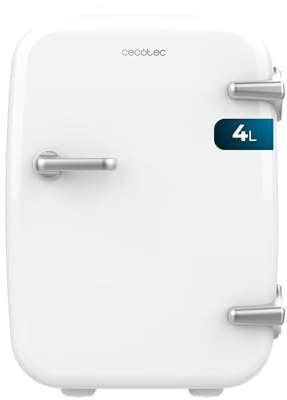 Cecotec Mini Frigorifero Bolero MiniCooling 4L Habana White, 12V-220V, Compatibile con auto e roulotte, Funzione di raffreddamento e riscaldamento, Intervallo di temperatura 5-65°C, Trasporto facile