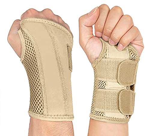 NuCamper Andningsbart handledsstöd handledsbandage med metallskenstabilisator män och kvinnor handledsbandage, justerbar handledsskena för artrit, seninflammation, stuknin | Justerbar ortopedisk handledsrem passar till höger vänster hand, handledsrem för män och kvinnor för tendinit, stukning