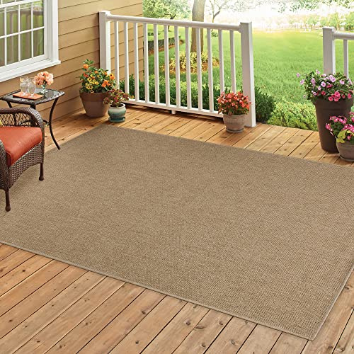 HomebyHome In & Outdoor Läufer Teppich 80x150 cm Wetterfester Flachgewebe Balkon Teppich in Jute-Optik Pflegeleicht für Küche, Flur & Terrasse