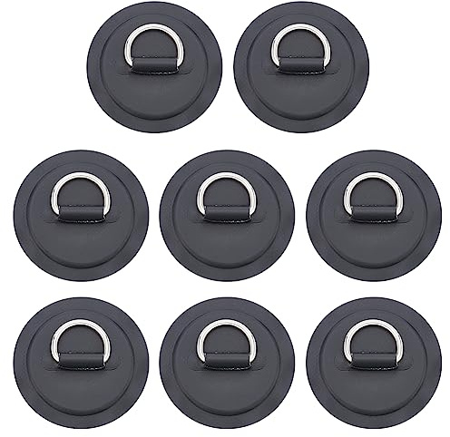 WEBEEDY 8 Stück Edelstahl-D-Ring-Patch Für Schlauchboot, Kajak, Kanu, D-Ring, PVC-Patch, Stand-Up-Paddleboard, Kanu, Rafting-Zubehör (Weiß) Sommerbedarf für Draußen