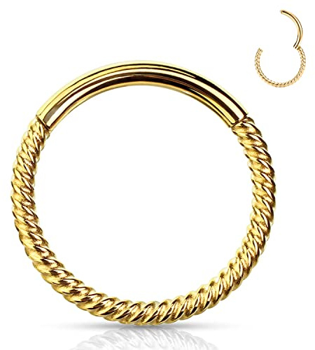 YEBOCIYO Conch Helix Piercing Ring Septum Piercing Tragus Piercing Daith Rook Piercing Nase Piercing Ring Lippe Bauch Augenbraue Brustwarzen Piercing Schmuck Gold Silber 16G(1.2mm)