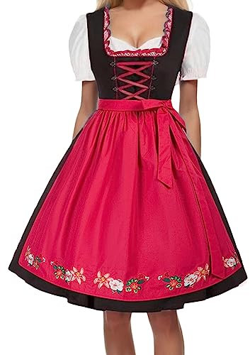 Rrunsv Trachtenmode Exklusives Designer Midi Dirndl Madeleine inkl. Spitzen Dirndlschürze und Charivari Gr. 32-56 Dirndelkleider für Frauen Mädchen Oktoberfest Outfit Dirndlkleid Trachten Kleid A096