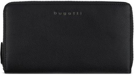 bugatti Mira Lange Damenbörse mit RV aus echtem Leder, Geldbörse mit RFID-Schutz, schwarz