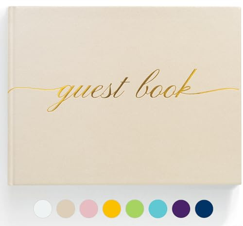 ZICPERY Elegant Wedding Guest Book - Perfect for Wedding Receptions, Baby Showers, Birthdays and Special Events - Polaroid Guest Book with 110 Lined Pages for Sign-in and Photos -Hardcover (Beige)