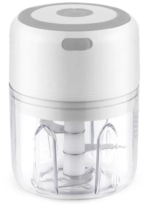 CaDoeS grattugia Mela Elettrico Chopper Alimentare 100/250ml Mini USB Senza Fili Elettrico Aglio Schiacciatore USB Aglio Schiacciatore Cucina Frutta Verdura Gadget Strumento (Color : A-White-250ML)
