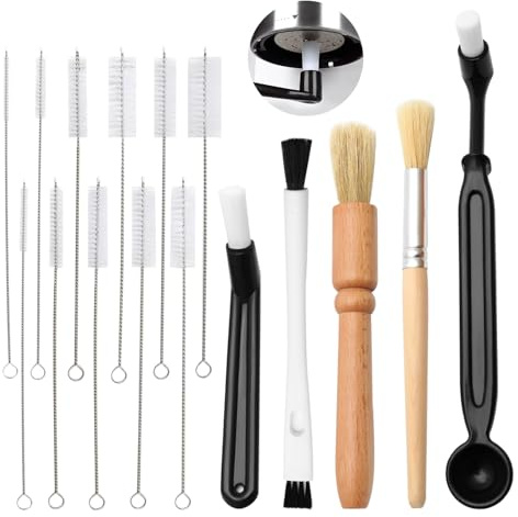 Kaffe rengöringsborste barista sugrör borste set, 15 stycken helautomatisk kaffemaskin rengöringsborste kaffeborste kök portafilter kaffemaskin rengöringstillbehör
